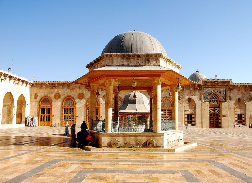 Aleppo Umayyad Mosque, the Great Mosque of Aleppo, a historic Islamic monument in Syria